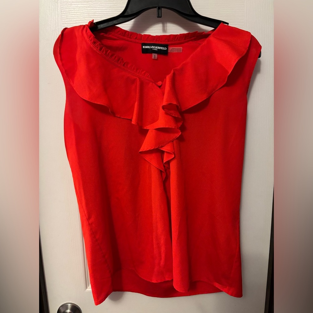Karl Lagerfeld Scarlet Ruffle Blouse